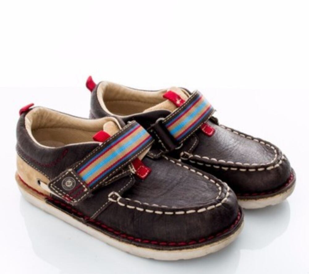 Stride Rite Dane Children's Leather Moccasins with Colorful Strap Sz. 8.5
